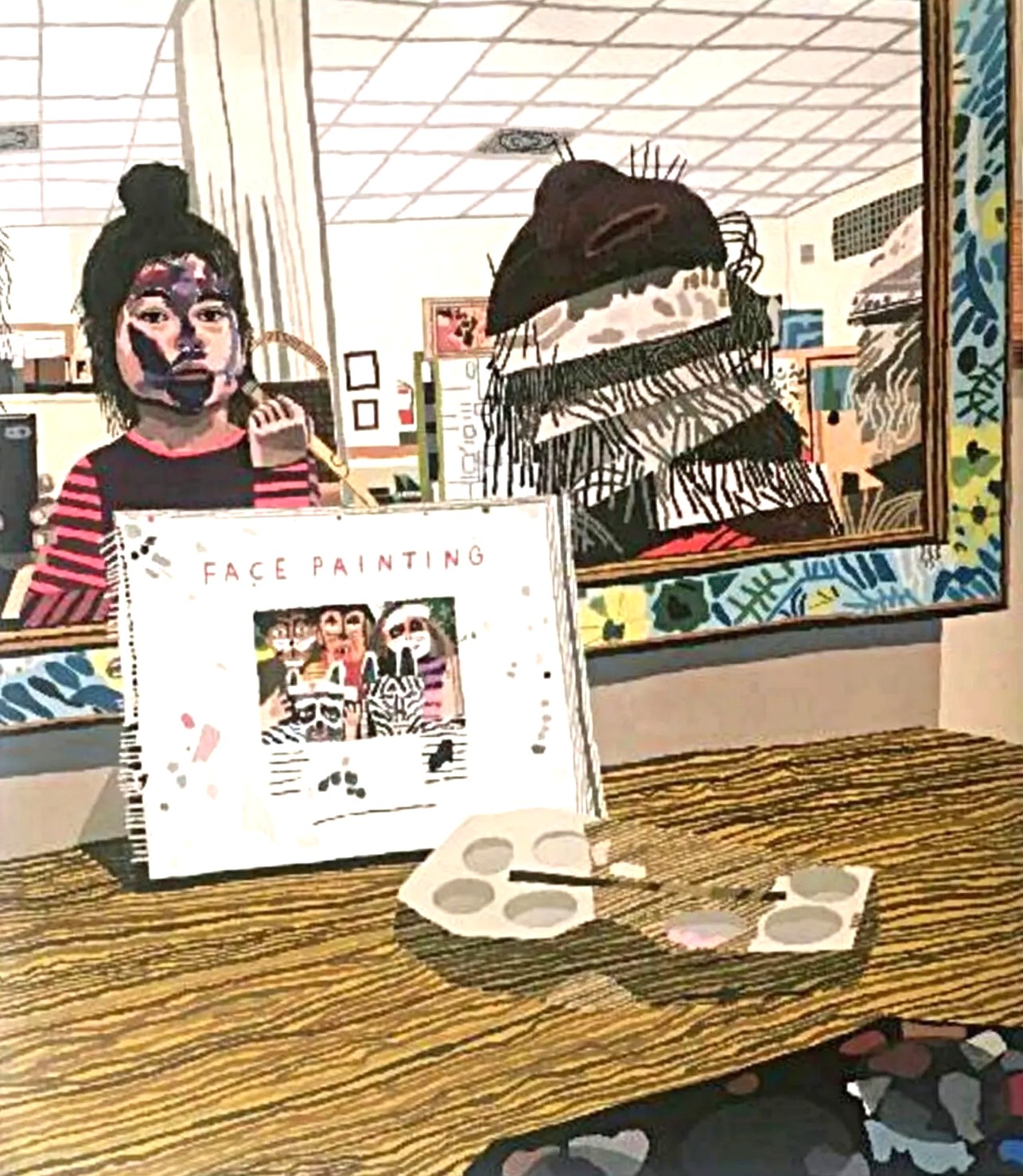 ジョナス・ウッドの絵画作品　タイトルは、フェイスペイント